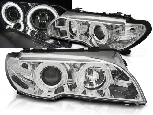 LAMPY PRZEDNIE REFLEKTORY XENON CHROME BMW SERII 3 E46 03-06 COUPE CABRIO