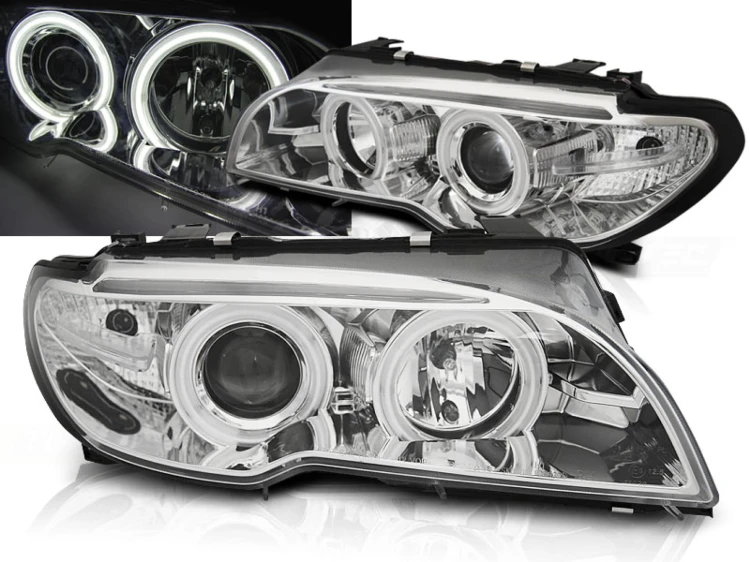 LAMPY PRZEDNIE REFLEKTORY XENON CHROME BMW SERII 3 E46 03-06 COUPE CABRIO