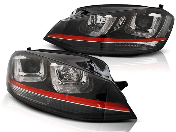 LAMPY PRZEDNIE REFLEKTORY BLACK WHITE RED LINE SPORT VW GOLF 7 12-17 LED