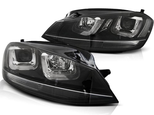 LAMPY PRZEDNIE REFLEKTORY U-LED LIGHT BLACK WITHE BLACK VW GOLF 7 12-17