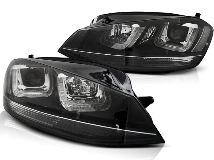 LAMPY PRZEDNIE REFLEKTORY U-LED LIGHT BLACK WITHE BLACK VW GOLF 7 12-17
