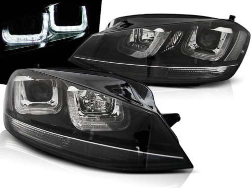LAMPY PRZEDNIE REFLEKTORY U-LED LIGHT BLACK WITHE BLACK VW GOLF 7 12-17