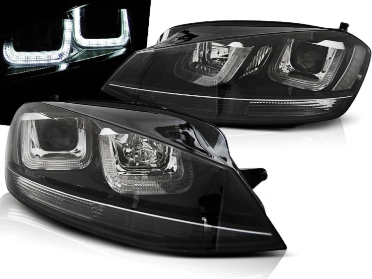 LAMPY PRZEDNIE REFLEKTORY U-LED LIGHT BLACK WITHE BLACK VW GOLF 7 12-17