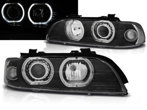 LAMPY PRZEDNIE REFLEKTORY ANGEL EYES LED BLACK BMW SERII 5 E39 95-03 LED