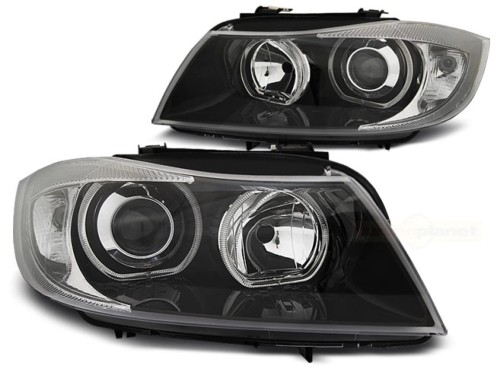 LAMPY PRZEDNIE REFLEKTORY ANGEL EYES LED BLACK BMW SERII 3 E90/E91 03.05-11