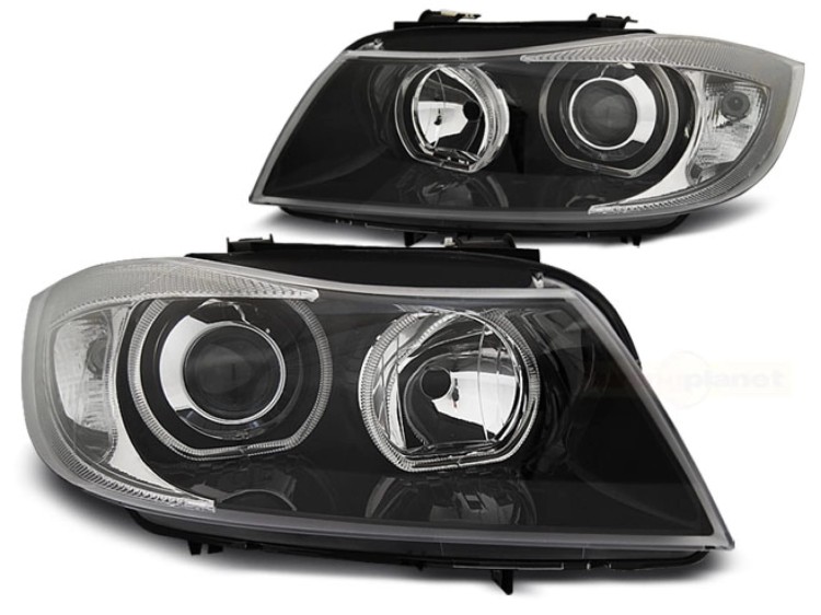 LAMPY PRZEDNIE REFLEKTORY ANGEL EYES LED BLACK BMW SERII 3 E90/E91 03.05-11
