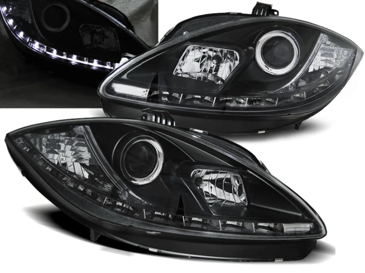 LAMPY PRZEDNIE REFLEKTORY BLACK SEAT LEON ALTEA 09-12 LED
