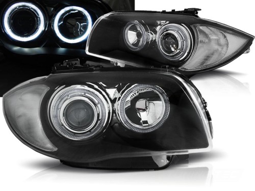 LAMPY PRZEDNIE REFLEKTORY ANGEL EYES BLACK BMW SERII 1 E87/E81/82/88 04-11