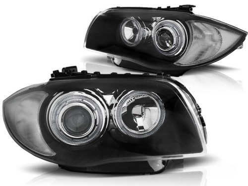 LAMPY PRZEDNIE REFLEKTORY ANGEL EYES BLACK BMW SERII 1 E87/E81/82/88 04-11