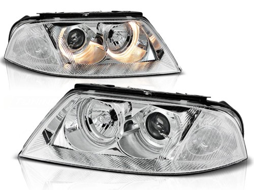 LAMPY PRZEDNIE REFLEKTORY ANGEL EYES CHROME VW PASSAT 3BG B5 FL 00.05