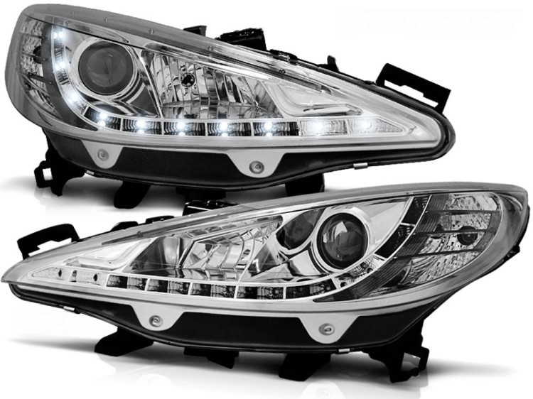 LAMPY PRZEDNIE REFLEKTORY PEUGEOT 207 05.06-06.12 CHROME