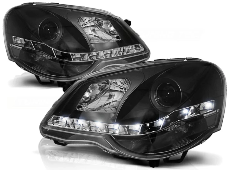 LAMPY PRZEDNIE REFLEKTORY BLACK VW POLO 9N3 04.05-09 LED