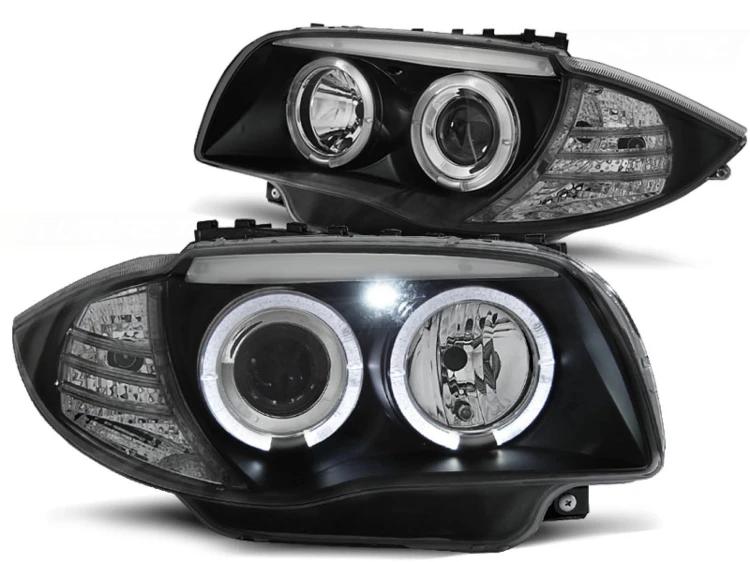 LAMPY PRZEDNIE REFLEKTORY ANGEL EYES BLACK BMW SERII 1 E87/E81/82/88 04-11