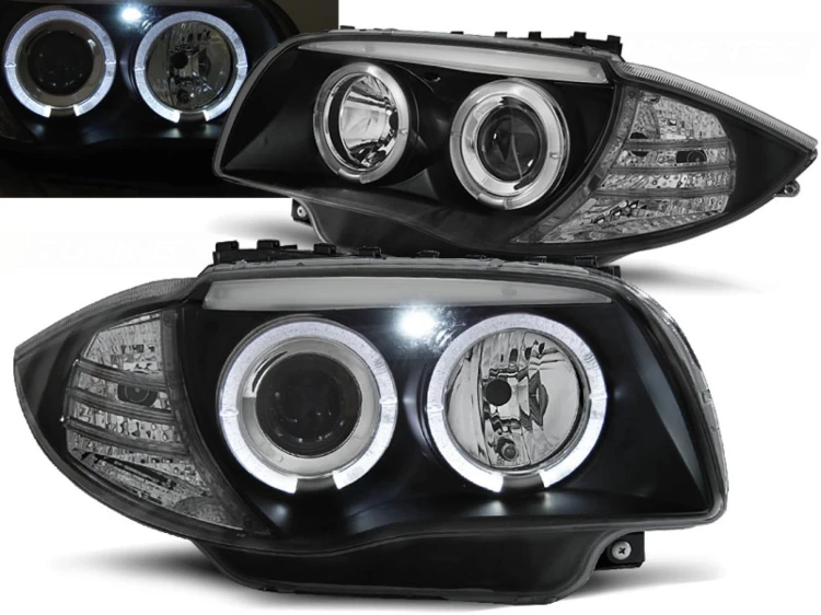 LAMPY PRZEDNIE REFLEKTORY ANGEL EYES BLACK BMW SERII 1 E87/E81/82/88 04-11