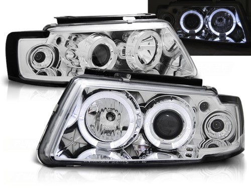 LAMPY PRZEDNIE REFLEKTORY ANGEL EYES CHROME VW PASSAT B5 3B 11.96-08.00