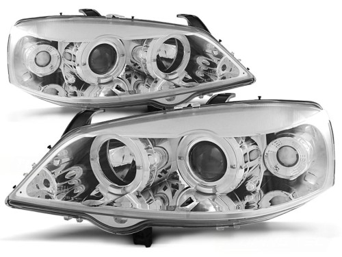 LAMPY PRZEDNIE REFLEKTORY OPEL ASTRA G 09.97-02.04 ANGEL EYES CHROME