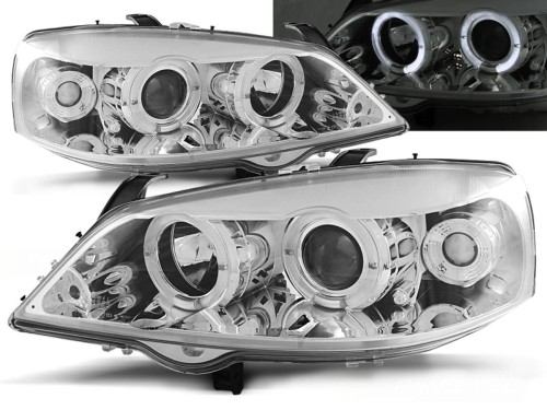 LAMPY PRZEDNIE REFLEKTORY OPEL ASTRA G 09.97-02.04 ANGEL EYES CHROME
