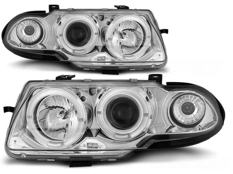 LAMPY PRZEDNIE REFLEKTORY OPEL ASTRA F 09.94-08.97 ANGEL EYES CHROME