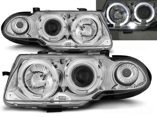 LAMPY PRZEDNIE REFLEKTORY OPEL ASTRA F 09.94-08.97 ANGEL EYES CHROME