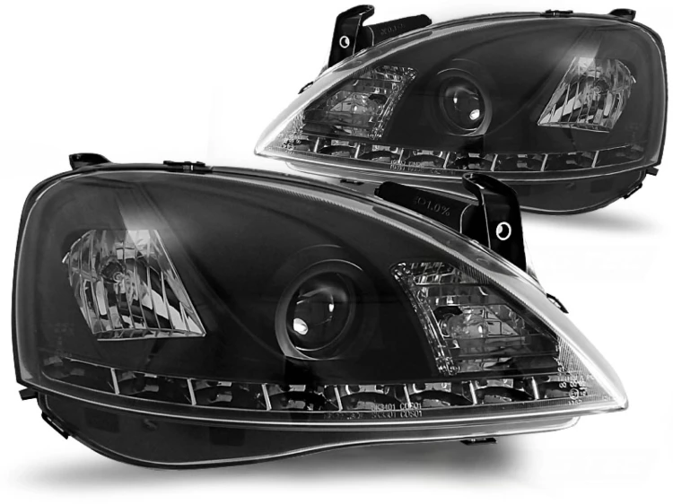 LAMPY PRZEDNIE REFLEKTORY OPEL CORSA C 11.00-09.06 BLACK