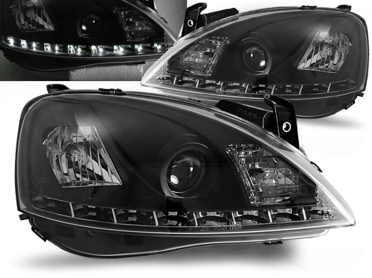 LAMPY PRZEDNIE REFLEKTORY OPEL CORSA C 11.00-09.06 BLACK