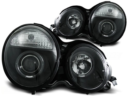 LAMPY PRZEDNIE REFLEKTORY ANGEL EYES BLACK MERCEDES W210 E-KLASA 95-99