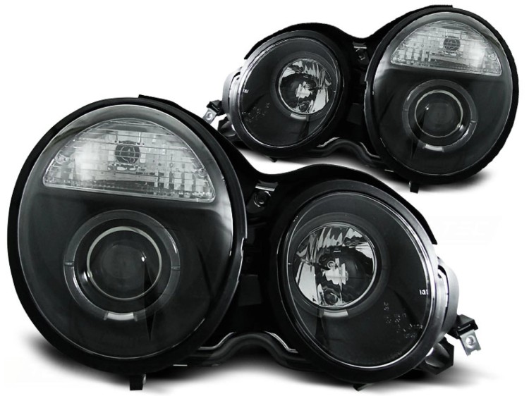 LAMPY PRZEDNIE REFLEKTORY ANGEL EYES BLACK MERCEDES W210 E-KLASA 95-99