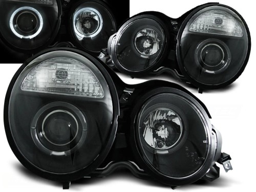 LAMPY PRZEDNIE REFLEKTORY ANGEL EYES BLACK MERCEDES W210 E-KLASA 95-99