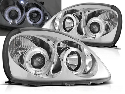 LAMPY PRZEDNIE REFLEKTORY TOYOTA YARIS 99-03 ANGEL EYES CHROME
