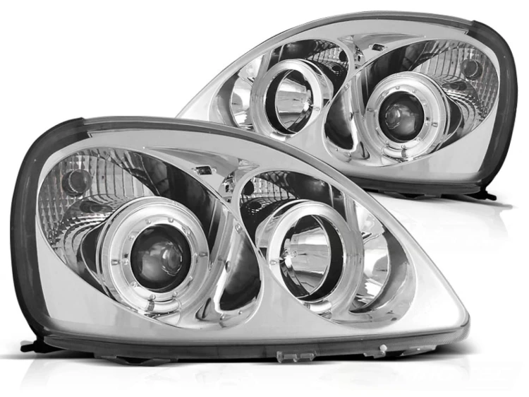 LAMPY PRZEDNIE REFLEKTORY TOYOTA YARIS 99-03 ANGEL EYES CHROME