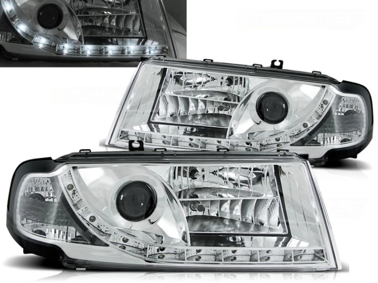 LAMPY PRZEDNIE REFLEKTORY CHROME SKODA OCTAVIA I 08.00-10 LED