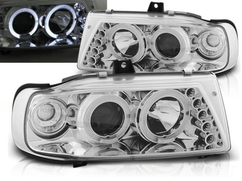 LAMPY PRZEDNIE REFLEKTORY ANGEL EYES CHROME SEAT IBIZA CORDOBA POLO 93-99