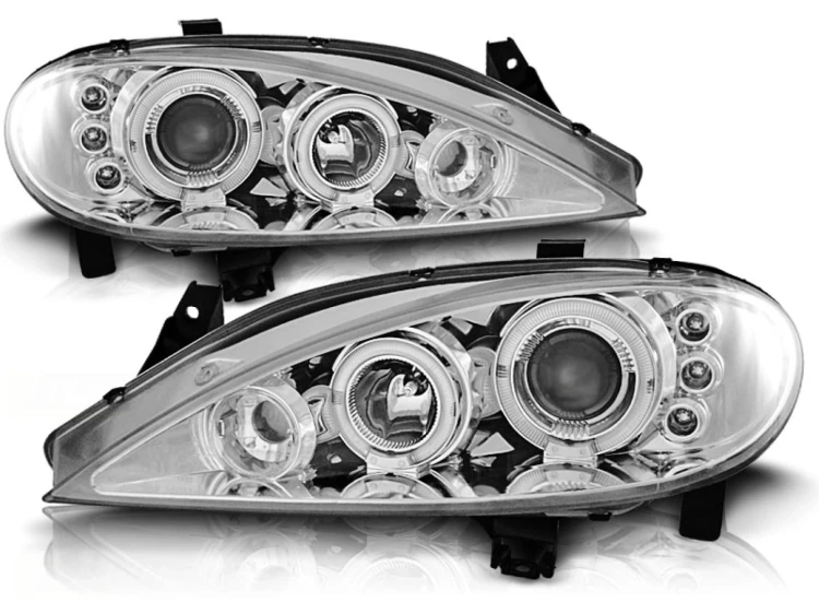 LAMPY PRZEDNIE REFLEKTORY RENAULT MEGANE 03.99-10.02 ANGEL EYES CHROME