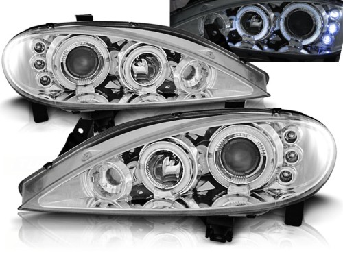 LAMPY PRZEDNIE REFLEKTORY RENAULT MEGANE 03.99-10.02 ANGEL EYES CHROME