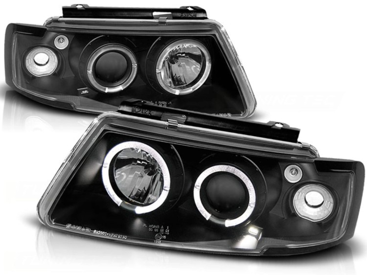 LAMPY PRZEDNIE REFLEKTORY ANGEL EYES BLACK VW PASSAT B5 3B 11.96-08.00 LED