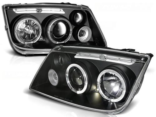 LAMPY PRZEDNIE REFLEKTORY ANGEL EYES BLACK VW BORA 09.98-07.05 LED