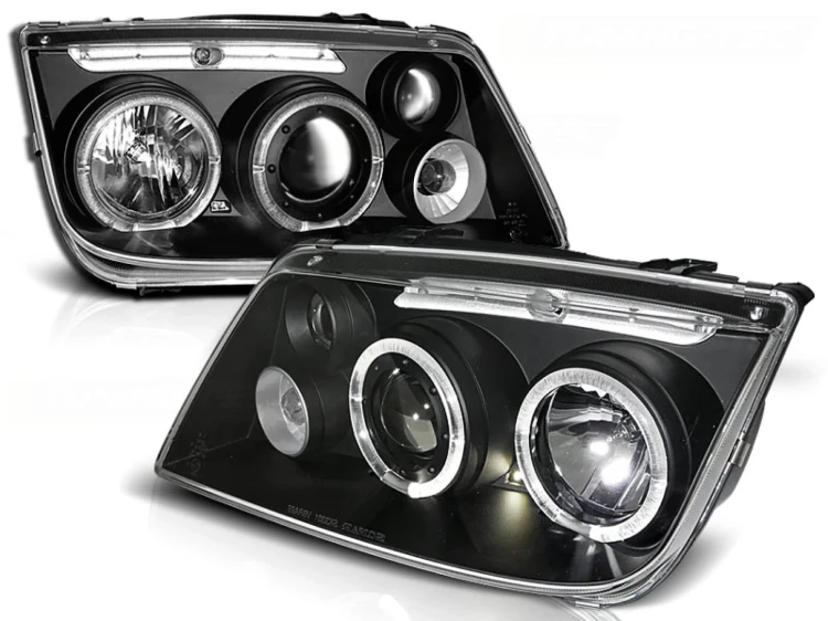 LAMPY PRZEDNIE REFLEKTORY ANGEL EYES BLACK VW BORA 09.98-07.05 LED