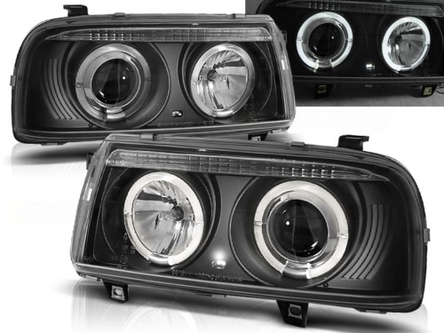 LAMPY PRZEDNIE REFLEKTORY ANGEL EYES BLACK VW VENTO 01.92-08.98 LED