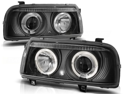 LAMPY PRZEDNIE REFLEKTORY ANGEL EYES BLACK VW VENTO 01.92-08.98 LED