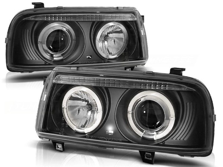 LAMPY PRZEDNIE REFLEKTORY ANGEL EYES BLACK VW VENTO 01.92-08.98 LED