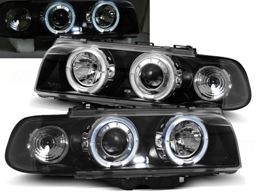 LAMPY PRZEDNIE REFLEKTORY ANGEL EYES BLACK BMW SERII 7 E38 06.94-08.98