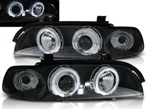 LAMPY PRZEDNIE REFLEKTORY ANGEL EYES BLACK BMW SERII 5 E39 95-03 LED