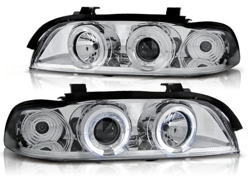 LAMPY PRZEDNIE REFLEKTORY ANGEL EYES CHROME BMW SERII 5 E39 95-03 LED