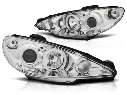 LAMPY PRZEDNIE REFLEKTORY PEUGEOT 206 02- ANGEL EYES CHROME CCFL