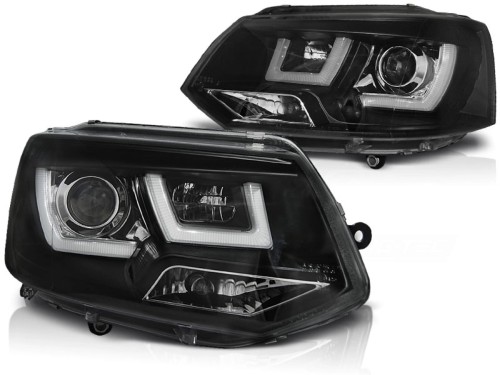 LAMPY PRZEDNIE REFLEKTORY U-LED LIGHT BLACK VW T5 2010-2015