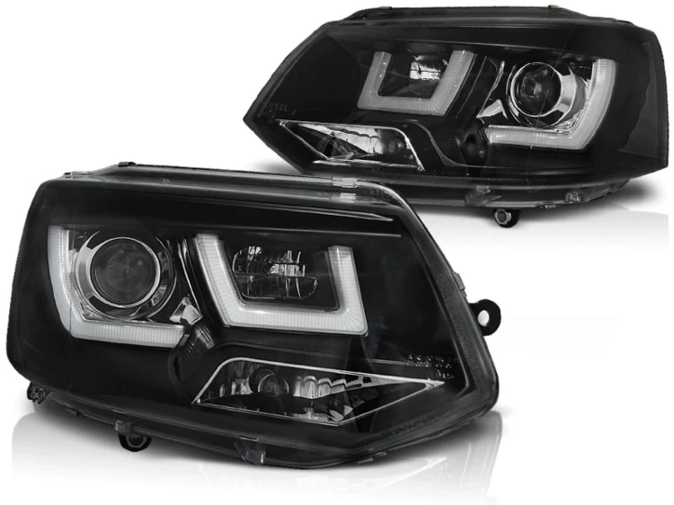 LAMPY PRZEDNIE REFLEKTORY U-LED LIGHT BLACK VW T5 2010-2015