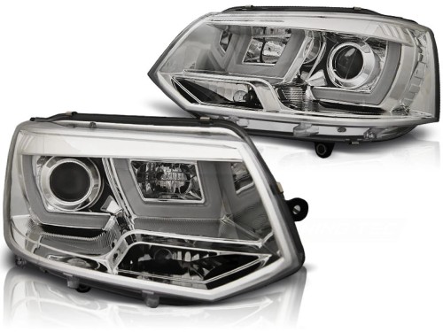 LAMPY PRZEDNIE REFLEKTORY U-LED LIGHT CHROME VW T5 2010-2015