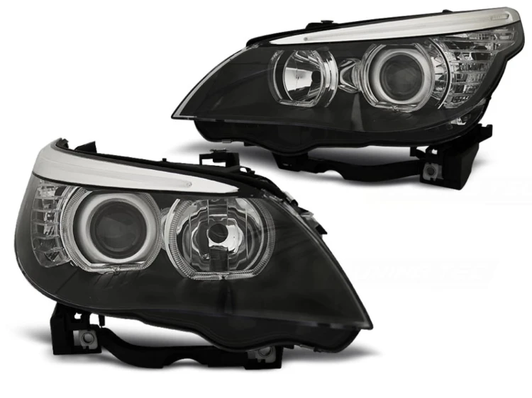 LAMPY PRZEDNIE REFLEKTORY ANGEL EYES LED BLACK BMW SERII 5 E60/E61 03-07