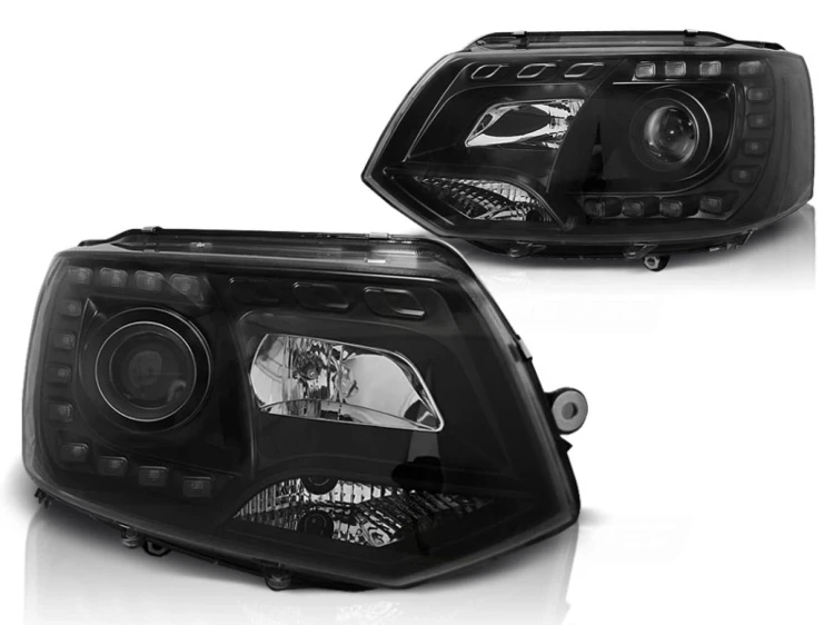 LAMPY PRZEDNIE REFLEKTORY DRL BLACK VOLKSWAGEN TRANSPORTER T5 2010-2015
