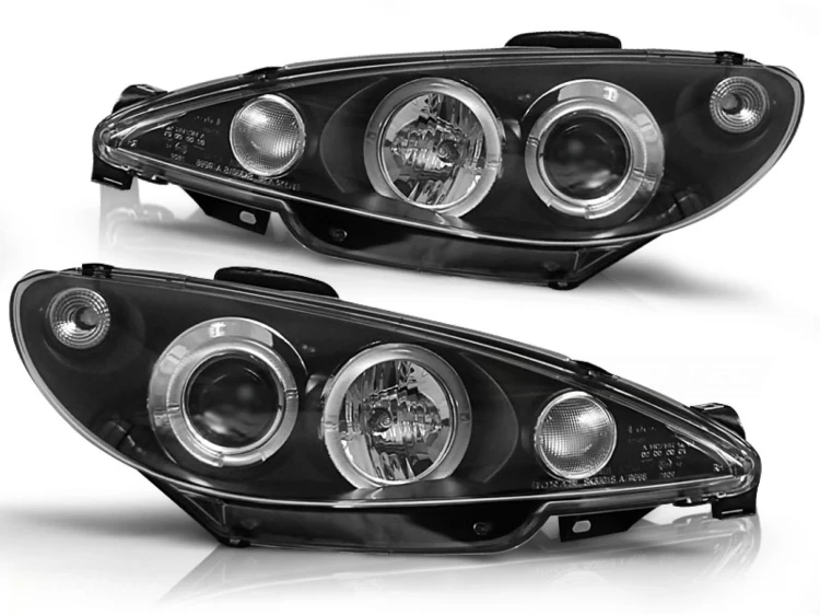 REFLEKTORY LAMPY PRZEDNIE ANGEL EYES BLACK PEUGEOT 206 10.98-02